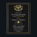 Invitation Carte Postale Elégante Gold & Black Masquerade Sweet 16 Party<br><div class="desc">Elegant Gold & Black Masquerade Sweet 16 Party Postcard Invitations par Eugene_Designs.</div>