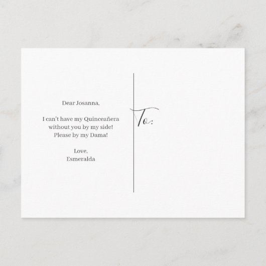 Invitation Carte Postale Elégante Parties scintillant Argent Quinceanera Da (Dos)