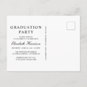 Invitation Carte Postale Élégante Photo Black Graduation Party (Dos)