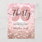 Invitation Carte Postale Elégante Rose moderne Gold 30th Birthday Party (Devant)