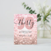 Invitation Carte Postale Elégante Rose moderne Gold 30th Birthday Party (Debout devant)