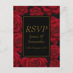 Invitation Carte Postale Élégante Rose rouge - Mariage RSVP