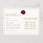 Invitation Carte Postale Élégante Rose rouge - Mariage RSVP (Dos)