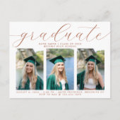 Invitation Carte Postale Élégante Terracotta Script Graduation 3 Photo (Devant)