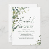 Invitation Carte Postale Elegante verdure écriture manuscrite pour douche d (Devant / Derrière)