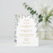 Invitation Carte Postale Élégante verdure Floral Mariage de typographie or (Debout devant)