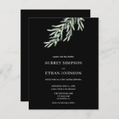 Invitation Carte Postale Élégante verdure Mariage d'olive (Devant / Derrière)