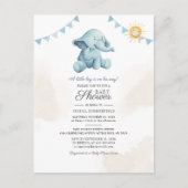Invitation Carte Postale Elephant Sunshine Aquarelle Baby shower garçon (Devant)