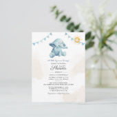 Invitation Carte Postale Elephant Sunshine Aquarelle Baby shower garçon (Debout devant)
