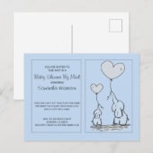 Invitation Carte Postale Elephants Blue Baby Boy Baby shower Par Mail (Devant / Derrière)