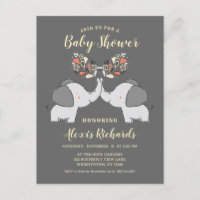 Eléphants gris Sexe Neutre Baby shower mignon