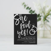 Invitation Carte Postale Elle A Dit Oui ! | Dîner fiançailles| Black (Debout devant)