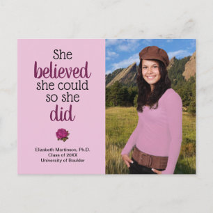 Invitation Carte Postale Elle Croyait Qu'Elle Pourrait Rose De La Fête De D