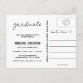 Invitation Carte Postale Elle L'A Fait Diplômé Script Trois Collage Photo (Dos)