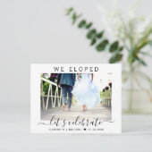 Invitation Carte Postale Elopement Photo Wedding Reception (Debout devant)