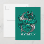 Invitation Carte Postale Emblème croisé SLYTHERIN™ (Devant / Derrière)