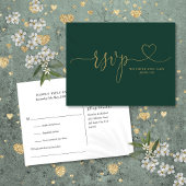 Invitation Carte Postale Emerald And Gold Heart Script Song Request