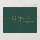 Invitation Carte Postale Emerald And Gold Heart Script Song Request (Devant)