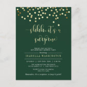 Invitation Carte Postale Emerald & Gold Confetti Surprise fête d'anniversai (Devant)