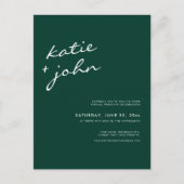 Invitation Carte Postale Emerald Green Calligraphy Mariage virtuel (Devant)