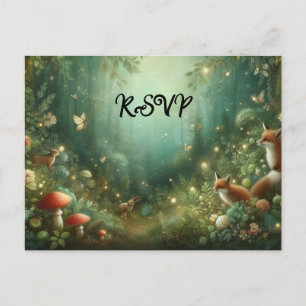 Invitation Carte Postale Emerald Green Mariage forestier enchanté