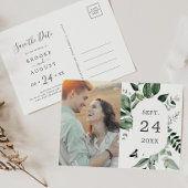 Invitation Carte Postale Emerald Greenery Photo Enregistrer la date