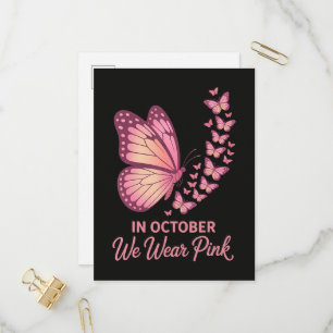 Invitation Carte Postale En octobre Papillon Rose Poitrine