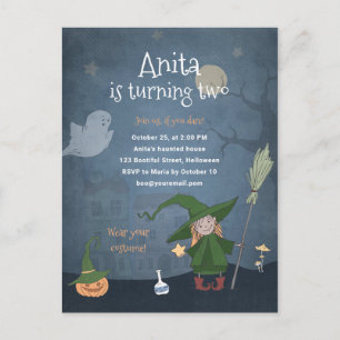 Invitation Carte Postale Enfants Halloween fête d'anniversaire Enfants Fill