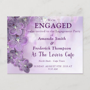 Invitation Carte Postale Engagement délicat de l'orchidée violette pâle