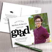Invitation Carte Postale Enregistrer la date de graduation photo noir blanc