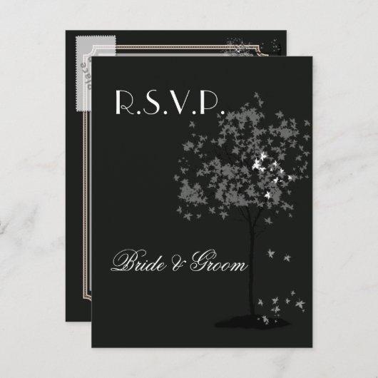 Invitation Carte Postale Enregistrer la date les branches de l'arborescence (Devant / Derrière)