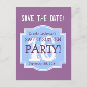 Invitation Carte Postale Enregistrer la date Sweet 16 Anniversaire fête V00