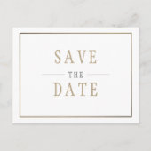 Invitation Carte Postale Enregistrer le Mariage Date White Gold Simple (Devant)