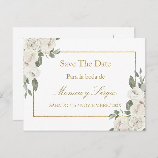 Invitation Carte Postale Enregistrer l'invitation de mariage de date (Devant / Derrière)