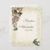 Invitation Carte Postale Ensemble Mariage Botanica - Crème Tan (Devant / Derrière)