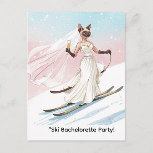Invitation Carte Postale Enterrement de vie de jeune fille Ski pour les amo