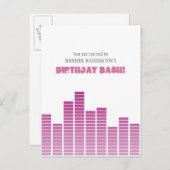 Invitation Carte Postale Equaliseur rose (Devant / Derrière)