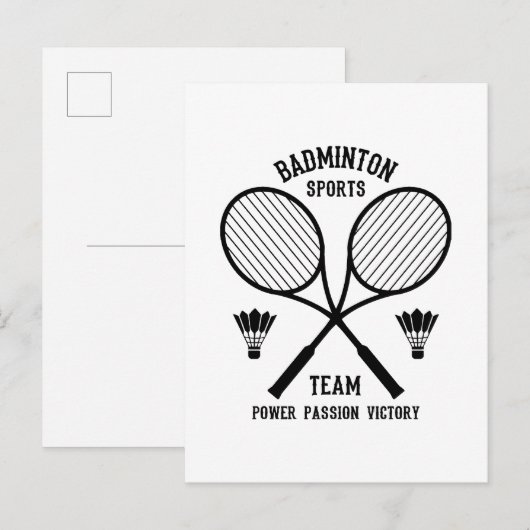 Invitation Carte Postale Équipe de Badminton (Devant / Derrière)
