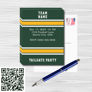 Invitation Carte Postale Équipe de football Green & Gold Soirée de pré-matc