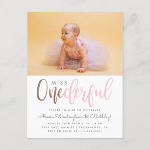 Invitation Carte Postale Ęr anniversaire rose de Mlle Onederful Script