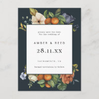 Été bleu orange botanique bohème Save the Date
