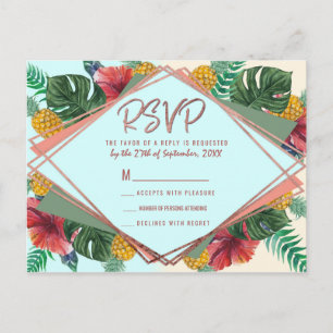 Invitation Carte Postale Été Feuilles de Ananas Tropical Floral RSVP