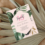 Invitation Carte Postale Été Tropical Anniversaire Sweet 16<br><div class="desc">Invitation de fête d'anniversaire tropicale moderne.</div>
