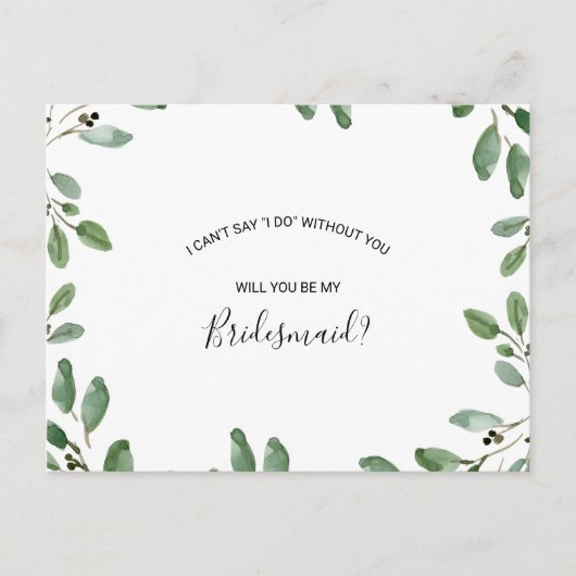 Invitation Carte Postale Été Vert Tropical Eucalyptus Bridesmaid (Devant)