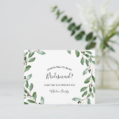 Invitation Carte Postale Été Vert Tropical Eucalyptus Bridesmaid (Debout devant)