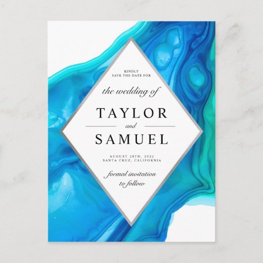 Invitation Carte Postale Ethereal Wave Beach Island Enregistrer la date Car (Devant)