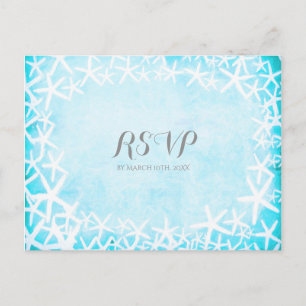 Invitation Carte Postale Étoile de mer peinte Bleu Aqua Fête sur mesure RSV