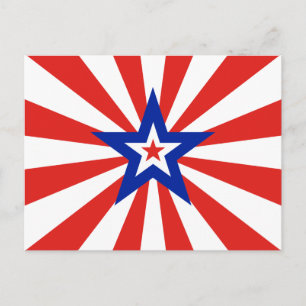 Invitation Carte Postale Étoile Rouge Éclatante Patriotique Américaine