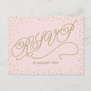 Invitation Carte Postale Étoiles de Parties scintillant rose et or doux RSV