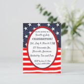 Invitation Carte Postale Étoiles et rayures modifiables 4 juillet Invitatio (Debout devant)